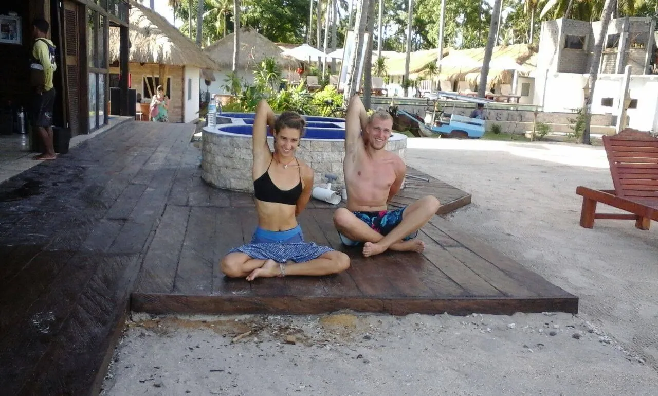 Yoga class on the beach