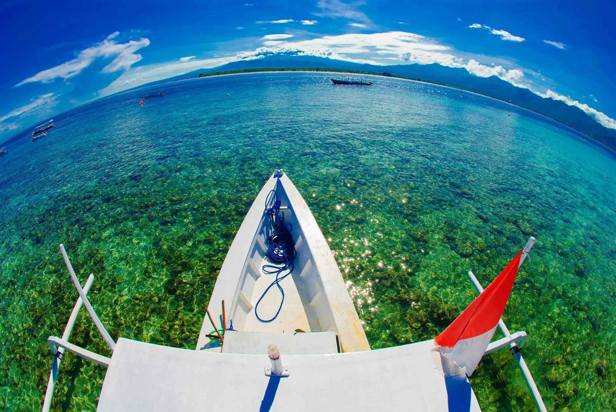 Boat over shallow reef