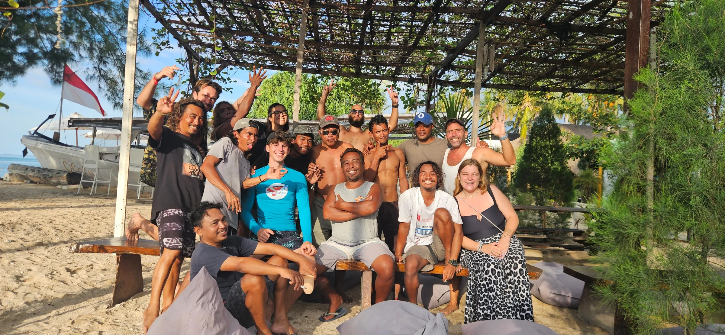 Group photo under the pavilion