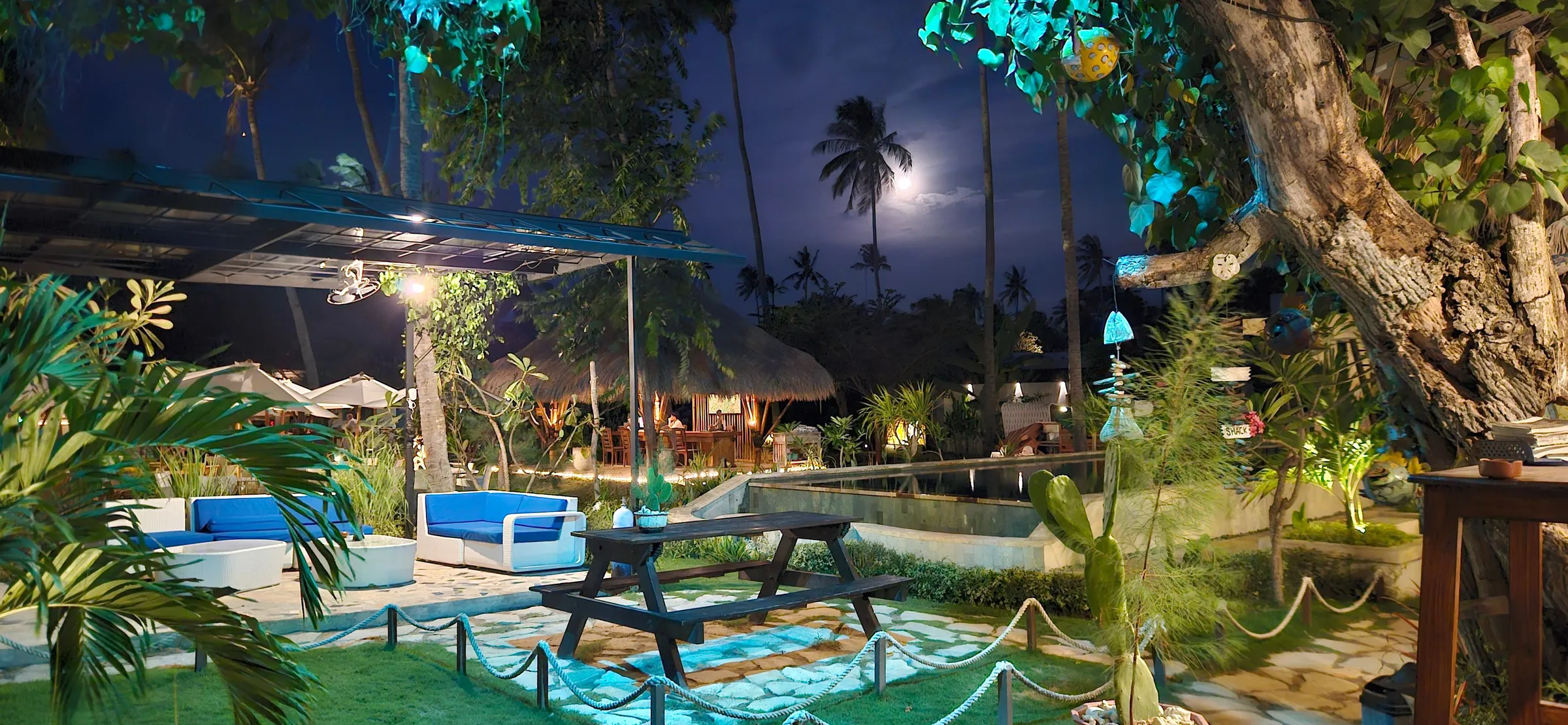 Lounge area at night