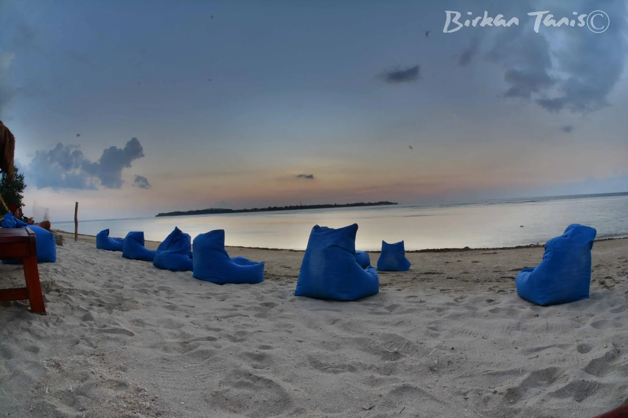 Bean bags at sunset on beach