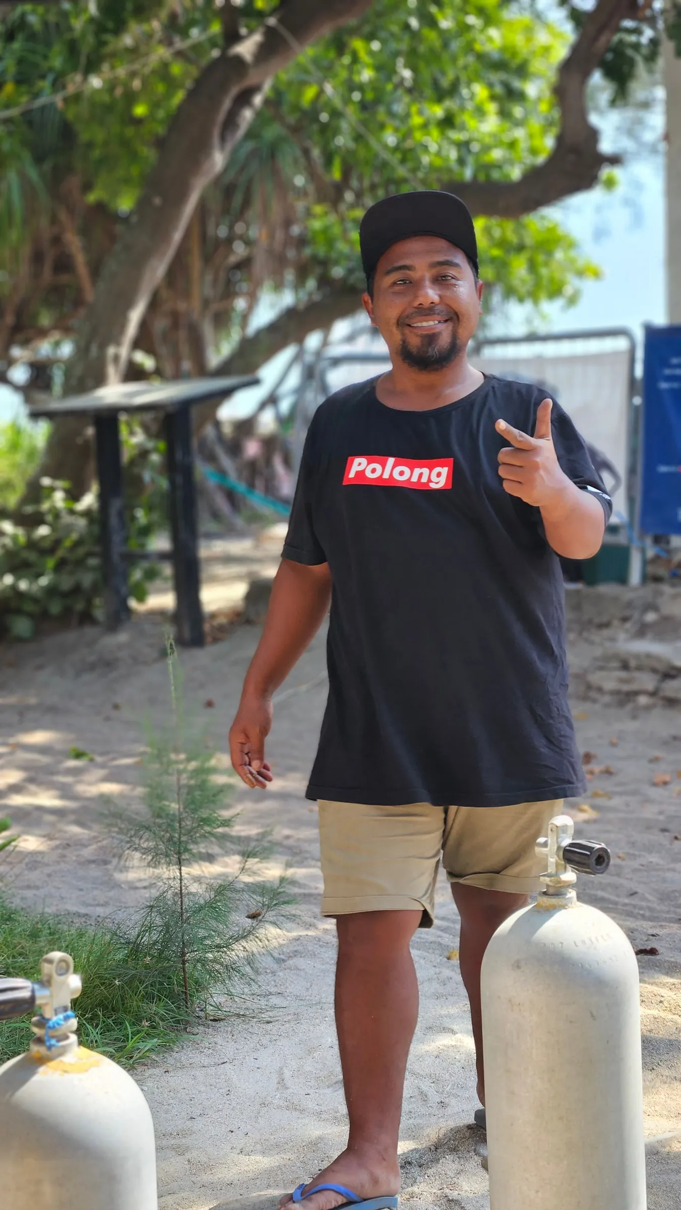 Staff carrying tank on the path