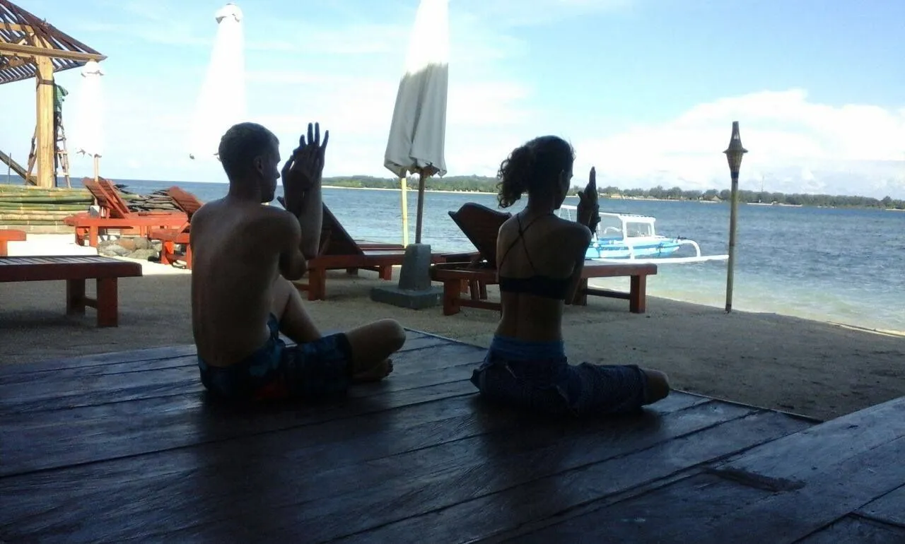 Sunset yoga on the deck