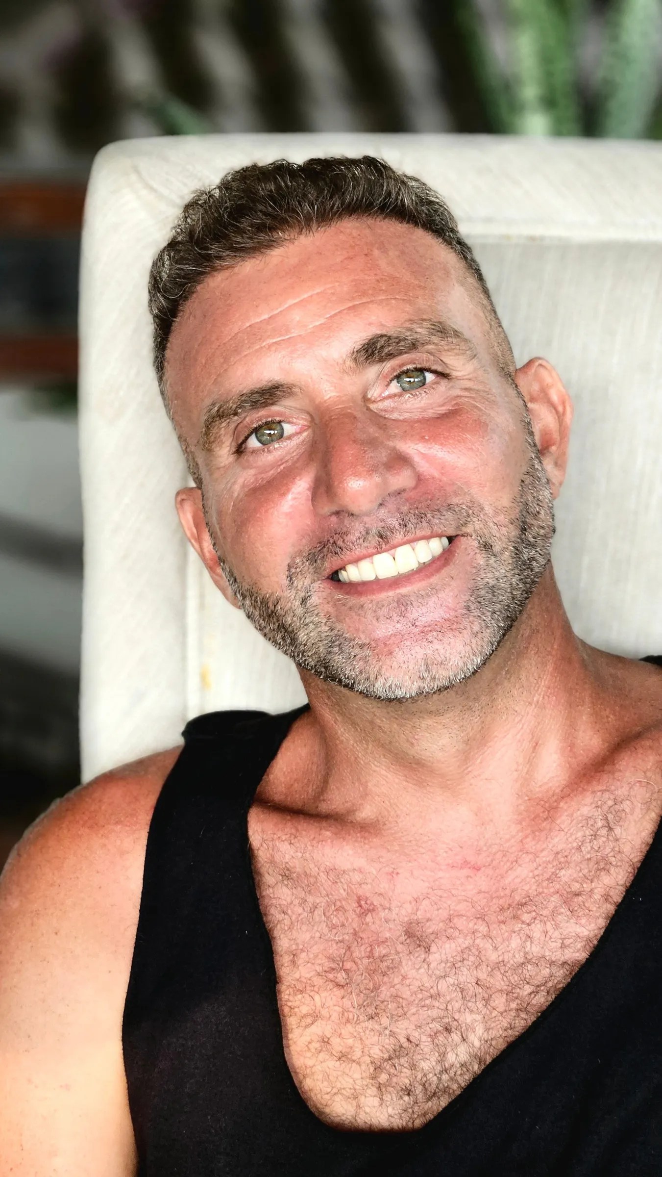 Selfie of smiling male diver