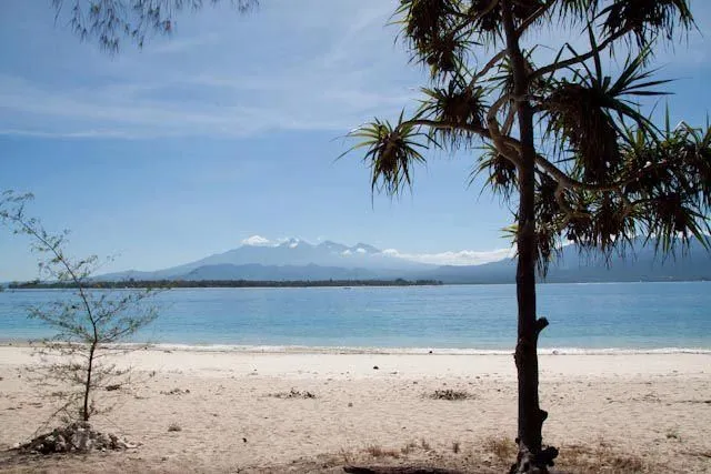 Beach view with volcano